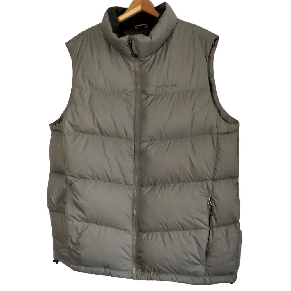 EB700 Eddie Bauer Puffer Vest Men L Tall Gray Goose Down Jacket - Picture 1 of 16